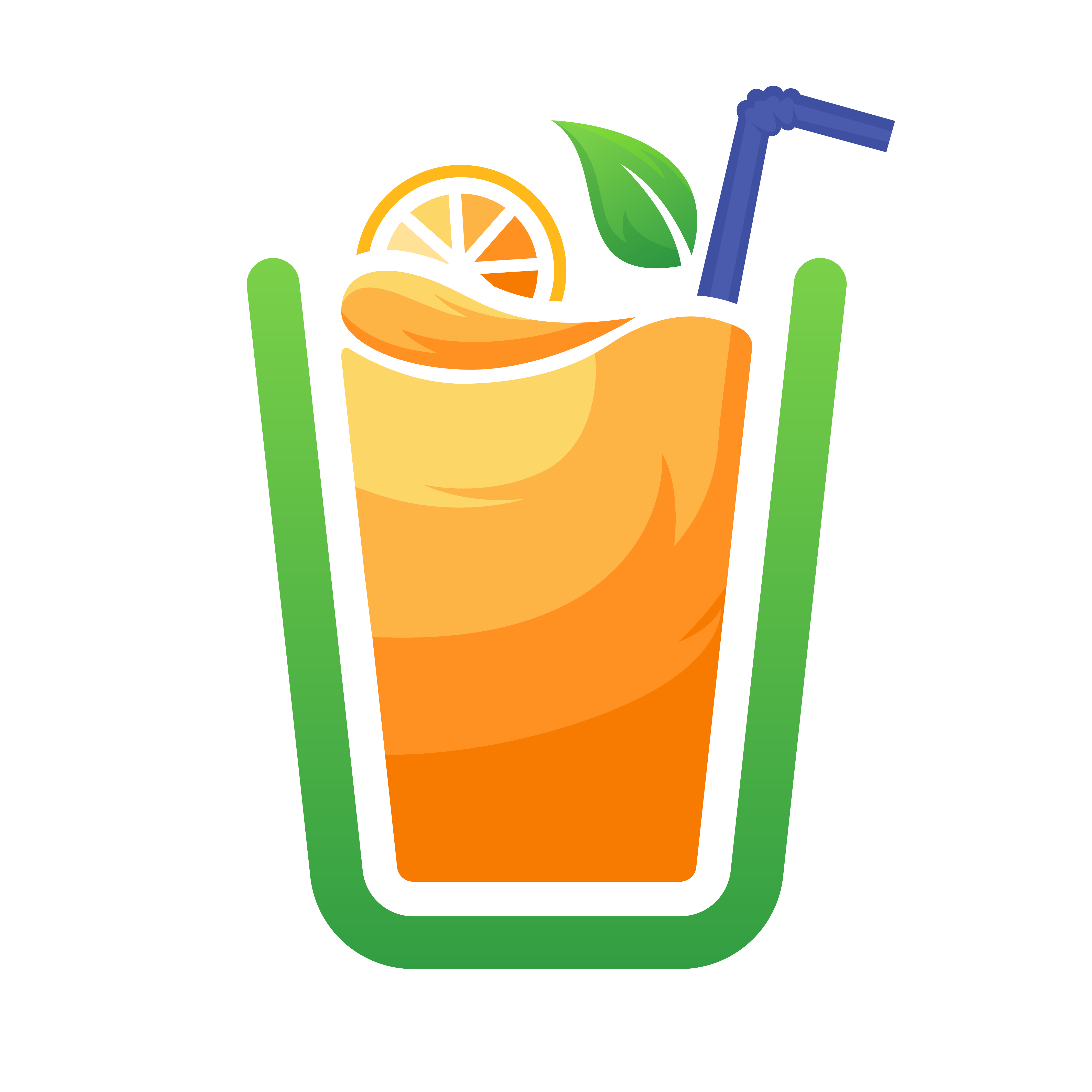 Juice Pro app icon featuring a vibrant glass of orange juice with a straw, embodying freshness and vitality.